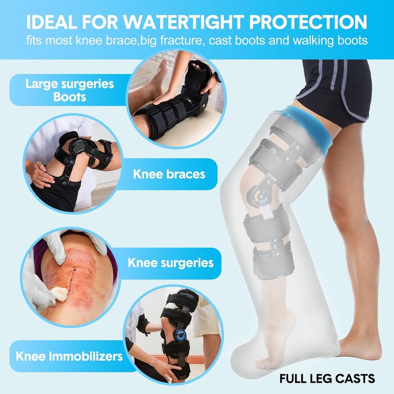 Qinaoco Waterproof Extra Wide Full Leg Cast Cover for Shower Adults, Extra Large Full Leg Shower Cover, Watertight Silicone Foot Protector for Plus Size Adults Surgery Shower Boot - Image 3